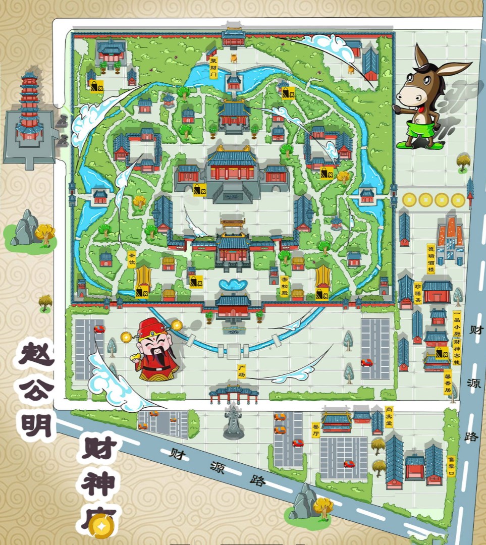 淮滨寺庙类手绘地图